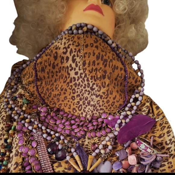 Lavender Purple Toned Boho Gypsy Jewelry Bundle Necklaces Bracelets Earrings 22 - Picture 3 of 15